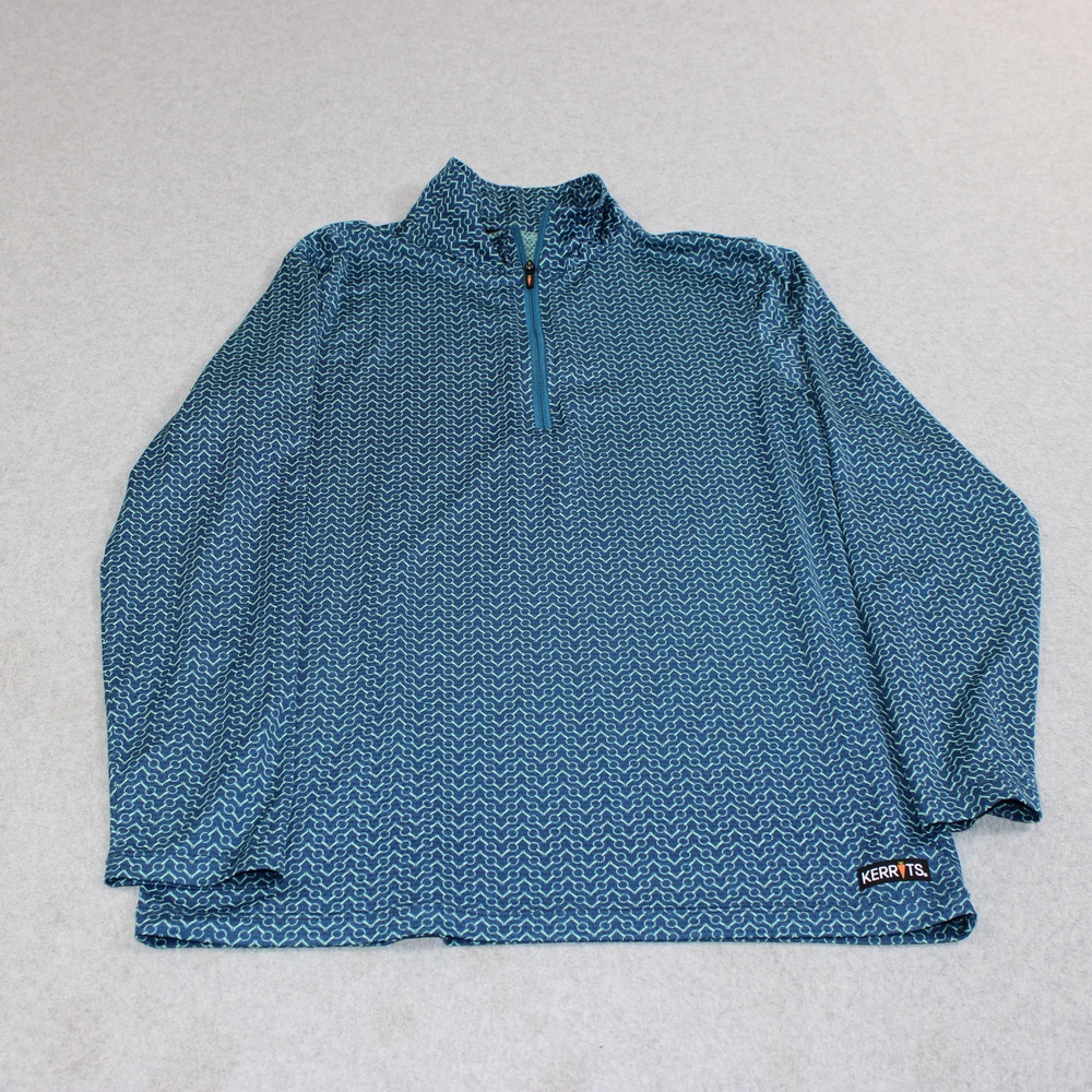 Kerrits Shirt Women Medium Blue Geometric 1/4 Zip Mock Neck Riding Base Layer